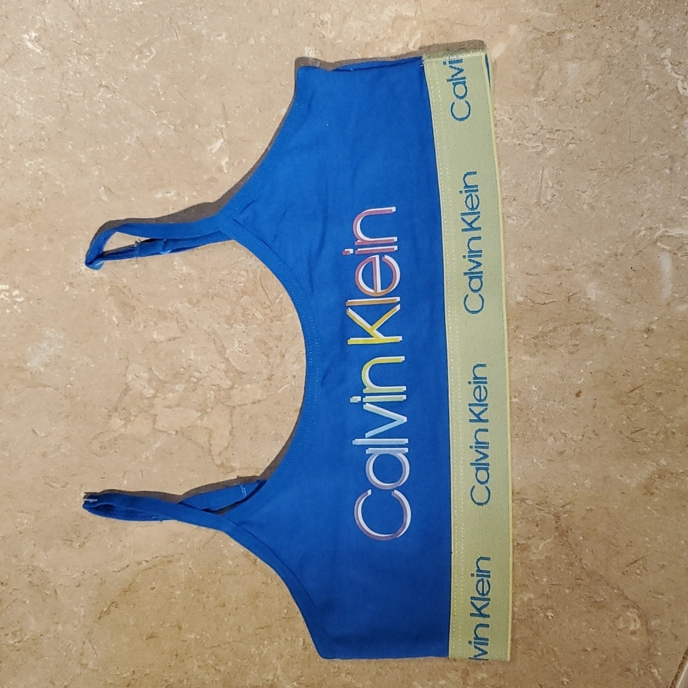 Calvin Klien Girls Blue Logo Bralette S (6/6X)